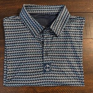 Pins and Aces Men’s Rising Tides Golf Polo - Blue/Navy - Size Large